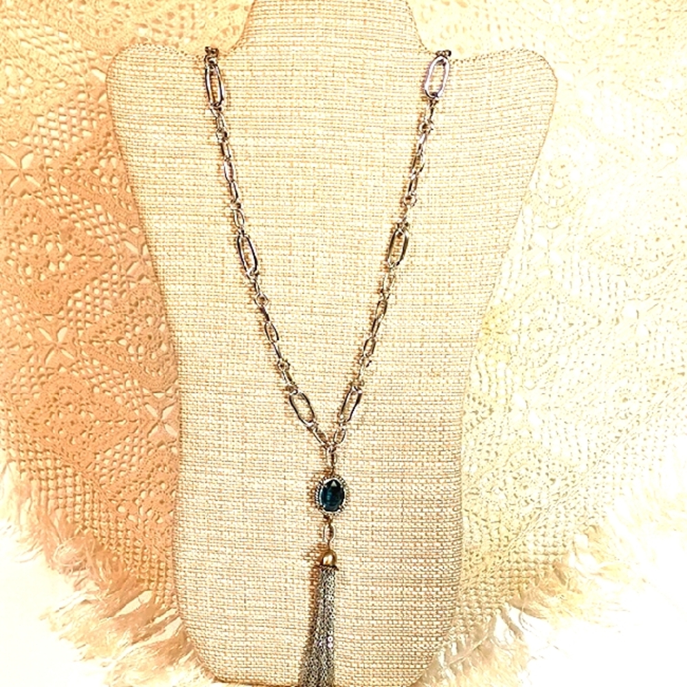 Dillard's Scroll Collection Silver Necklace w/ Tassel